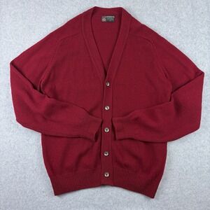 Vintage McGregor Cardigan Mens XL Red Shetland Wool Knit Sweater 60s